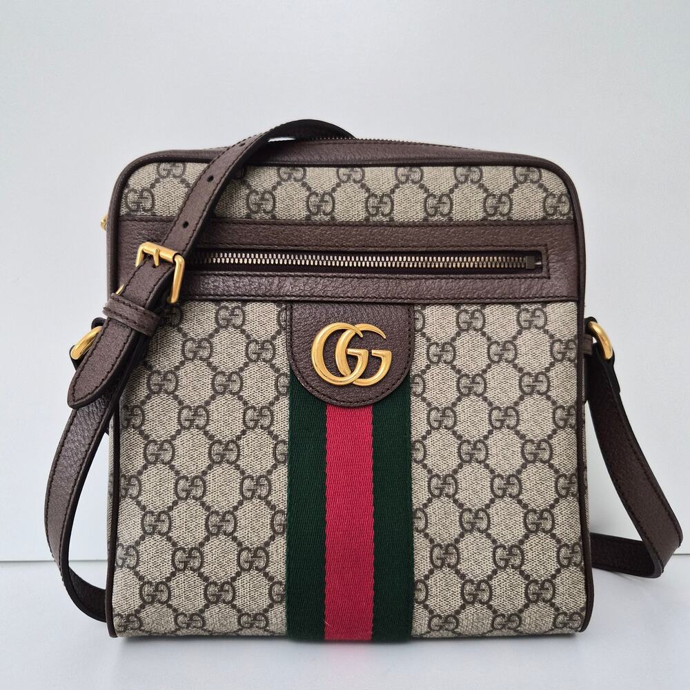 Gucci GG Supreme Monogram Web Small Ophidia Messenger Bag Brown
